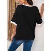 imageDokotoo Summer Tops for Women 2025 Loose Oversized T Shirts Crewneck Color Block Side Slits Basic Tee BlousesBlack