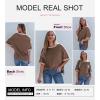 imageDokotoo Summer Tops for Women 2025 Loose Oversized T Shirts Crewneck Color Block Side Slits Basic Tee BlousesCoffee