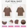 imageDokotoo Summer Tops for Women 2025 Loose Oversized T Shirts Crewneck Color Block Side Slits Basic Tee BlousesCoffee