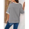 imageDokotoo Summer Tops for Women 2025 Loose Oversized T Shirts Crewneck Color Block Side Slits Basic Tee BlousesGray