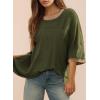 imageDokotoo Summer Tops for Women 2025 Loose Oversized T Shirts Crewneck Color Block Side Slits Basic Tee BlousesGreen