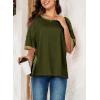 imageDokotoo Summer Tops for Women 2025 Loose Oversized T Shirts Crewneck Color Block Side Slits Basic Tee BlousesGreen