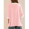 imageDokotoo Summer Tops for Women 2025 Loose Oversized T Shirts Crewneck Color Block Side Slits Basic Tee BlousesLight Pink