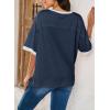 imageDokotoo Summer Tops for Women 2025 Loose Oversized T Shirts Crewneck Color Block Side Slits Basic Tee BlousesNavy Blue