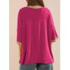 imageDokotoo Summer Tops for Women 2025 Loose Oversized T Shirts Crewneck Color Block Side Slits Basic Tee BlousesPink