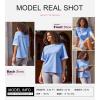 imageDokotoo Summer Tops for Women 2025 Loose Oversized T Shirts Crewneck Color Block Side Slits Basic Tee BlousesSky Blue