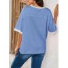 imageDokotoo Summer Tops for Women 2025 Loose Oversized T Shirts Crewneck Color Block Side Slits Basic Tee BlousesSky Blue