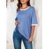 imageDokotoo Summer Tops for Women 2025 Loose Oversized T Shirts Crewneck Color Block Side Slits Basic Tee BlousesSky Blue
