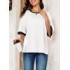 imageDokotoo Summer Tops for Women 2025 Loose Oversized T Shirts Crewneck Color Block Side Slits Basic Tee BlousesWhite