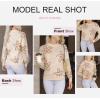 imageDokotoo Sweaters for Women Casual Crewneck Long Sleeve Floral Print Cable Knit Pullover Sweater TopsApricot