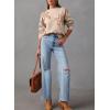 imageDokotoo Sweaters for Women Casual Crewneck Long Sleeve Floral Print Cable Knit Pullover Sweater TopsApricot