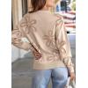 imageDokotoo Sweaters for Women Casual Crewneck Long Sleeve Floral Print Cable Knit Pullover Sweater TopsApricot