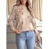 imageDokotoo Sweaters for Women Casual Crewneck Long Sleeve Floral Print Cable Knit Pullover Sweater TopsApricot