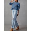 imageDokotoo Sweaters for Women Casual Crewneck Long Sleeve Floral Print Cable Knit Pullover Sweater TopsBlue