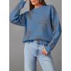 imageDokotoo Sweaters for Women Casual Crewneck Long Sleeve Floral Print Cable Knit Pullover Sweater TopsBlue