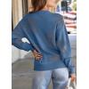 imageDokotoo Sweaters for Women Casual Crewneck Long Sleeve Floral Print Cable Knit Pullover Sweater TopsBlue