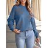 imageDokotoo Sweaters for Women Casual Crewneck Long Sleeve Floral Print Cable Knit Pullover Sweater TopsBlue