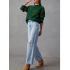 imageDokotoo Sweaters for Women Casual Crewneck Long Sleeve Floral Print Cable Knit Pullover Sweater TopsGreen