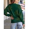 imageDokotoo Sweaters for Women Casual Crewneck Long Sleeve Floral Print Cable Knit Pullover Sweater TopsGreen