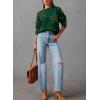 imageDokotoo Sweaters for Women Casual Crewneck Long Sleeve Floral Print Cable Knit Pullover Sweater TopsGreen