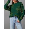 imageDokotoo Sweaters for Women Casual Crewneck Long Sleeve Floral Print Cable Knit Pullover Sweater TopsGreen