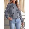 imageDokotoo Sweaters for Women Casual Crewneck Long Sleeve Floral Print Cable Knit Pullover Sweater TopsGrey