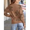 imageDokotoo Sweaters for Women Casual Crewneck Long Sleeve Floral Print Cable Knit Pullover Sweater TopsKhaki