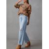 imageDokotoo Sweaters for Women Casual Crewneck Long Sleeve Floral Print Cable Knit Pullover Sweater TopsKhaki