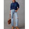 imageDokotoo Sweaters for Women Casual Crewneck Long Sleeve Floral Print Cable Knit Pullover Sweater TopsNavy Blue