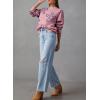 imageDokotoo Sweaters for Women Casual Crewneck Long Sleeve Floral Print Cable Knit Pullover Sweater TopsPink