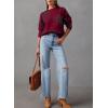 imageDokotoo Sweaters for Women Casual Crewneck Long Sleeve Floral Print Cable Knit Pullover Sweater TopsRed
