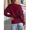 imageDokotoo Sweaters for Women Casual Crewneck Long Sleeve Floral Print Cable Knit Pullover Sweater TopsRed