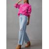 imageDokotoo Sweaters for Women Casual Crewneck Long Sleeve Floral Print Cable Knit Pullover Sweater TopsRose Red