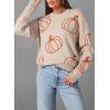 imageDokotoo Sweaters for Women Casual Crewneck Long Sleeve Floral Print Cable Knit Pullover Sweater TopsY Beige