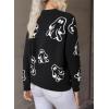 imageDokotoo Sweaters for Women Casual Crewneck Long Sleeve Floral Print Cable Knit Pullover Sweater TopsY Black2