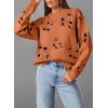 imageDokotoo Sweaters for Women Casual Crewneck Long Sleeve Floral Print Cable Knit Pullover Sweater TopsY Orange1
