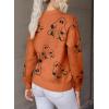 imageDokotoo Sweaters for Women Casual Crewneck Long Sleeve Floral Print Cable Knit Pullover Sweater TopsY Orange1
