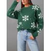 imageDokotoo Sweaters for Women Casual Crewneck Long Sleeve Floral Print Cable Knit Pullover Sweater TopsZ Dark Green
