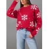 imageDokotoo Sweaters for Women Casual Crewneck Long Sleeve Floral Print Cable Knit Pullover Sweater TopsZ Red 1