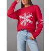 imageDokotoo Sweaters for Women Casual Crewneck Long Sleeve Floral Print Cable Knit Pullover Sweater TopsZ Red3