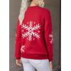 imageDokotoo Sweaters for Women Casual Crewneck Long Sleeve Floral Print Cable Knit Pullover Sweater TopsZ Red3