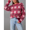 imageDokotoo Sweaters for Women Casual Crewneck Long Sleeve Floral Print Cable Knit Pullover Sweater TopsZ Red5