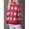 imageDokotoo Sweaters for Women Casual Crewneck Long Sleeve Floral Print Cable Knit Pullover Sweater TopsZ Red5
