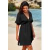imageDokotoo Swimsuit Coverup for Women Hollow Out V Neck Short Sleeve Bathing Suit Bikini Beach Cover Ups Mini DressBlack