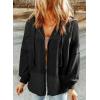 imageDokotoo Waffle Knit Hoodies for Womens Zip Up 2025 Drawstring Fall Casual Trendy Clothing Jackets Trendy OutfitsBlack