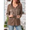 imageDokotoo Waffle Knit Hoodies for Womens Zip Up 2025 Drawstring Fall Casual Trendy Clothing Jackets Trendy OutfitsBrown