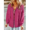imageDokotoo Waffle Knit Hoodies for Womens Zip Up 2025 Drawstring Fall Casual Trendy Clothing Jackets Trendy OutfitsRose Red