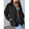 imageDokotoo Winter Fleece Jacket for Women Zipper Up Zip Up Stand Collar with Pockets CoatsBlack