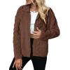 imageDokotoo Winter Fleece Jacket for Women Zipper Up Zip Up Stand Collar with Pockets CoatsChestnut