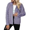 imageDokotoo Winter Fleece Jacket for Women Zipper Up Zip Up Stand Collar with Pockets CoatsOrchid Petal